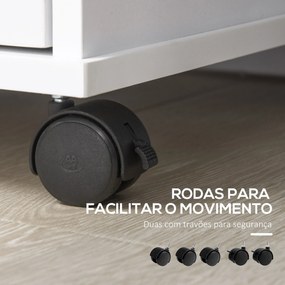 Vinsetto Armário para Impressora Móvel Auxiliar de Escritório com Roda