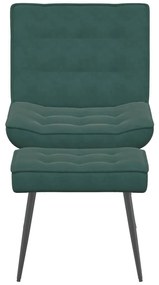 Cadeira de descanso com banco veludo verde-escuro