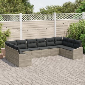 Conjunto de Jantar de Jardim com 10 Peças e Almofadas Cinza Claro em R