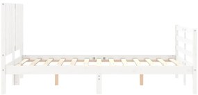 Estrutura de cama com cabeceira 120x200cm madeira maciça branco