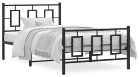 vidaXL Estrutura de cama com cabeceira e pés 100x190 cm metal preto