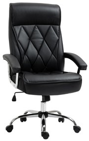 Vinsetto Cadeira de Escritório Ergonômica Cadeira de Escritório Giratória e Basculante com Altura Ajustável Encosto Alto e Apoio para a cabeça Acolchoado Pele Sintética 66x69x113-121cm Preto