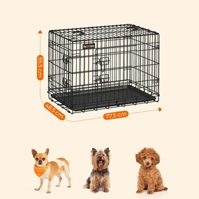 Gaiola para cães com 2 portas 77,5 x 48,5 x 55,5 cm Preto