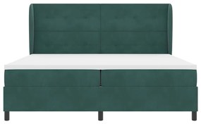 Cama Box com Colchão Verde Escuro 200x200 cm, em Veludo