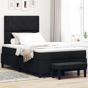 Cama Box Spring com Colchão e Banco Preto 120x190 cm Tecido