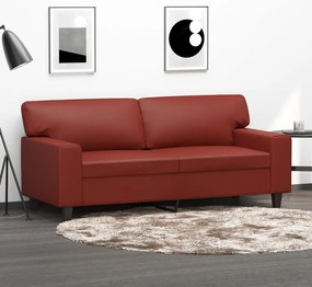 vidaXL Sofá de 2 lugares 140 cm couro artificial vermelho tinto