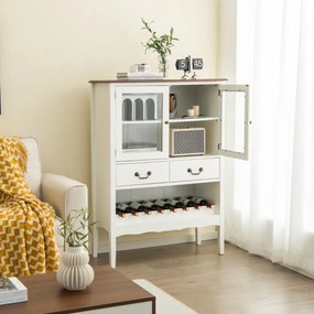 Aparador Mértola com Estante para Vinhos – 90x40x126,5 cm – Branco – D