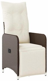 7 pcs conjunto bistrô de jardim c/ almofadões vime PE castanho