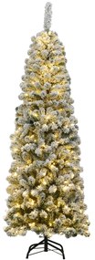 Árvore de Natal com neve de 1,8 m iluminada com 250 luzes LED quentes, 500 ramos e base metálica dobrável Verde