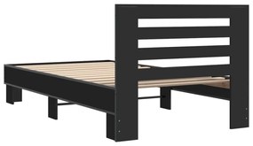 Estrutura de cama 90x190 cm derivados de madeira e metal preto