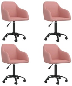 vidaXL Cadeiras de jantar giratórias 4 pcs veludo rosa