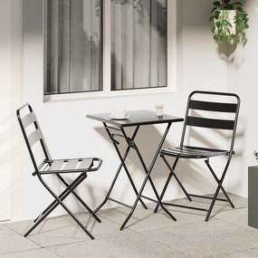 Conjunto Bistro Dobrável de 3 Peças Aço Antracite