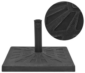 Base para guarda-sol em resina quadrado preto 12 kg