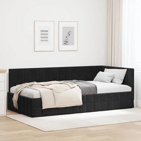 vidaXL Estrutura de Cama de Canto Preto 90 cm x 190 cm Veludo