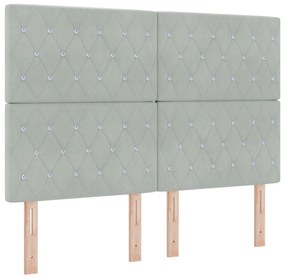 Cabeceira com Botão de Cristal Tufted Cinza Claro 160 cm Veludo