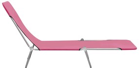 Espreguiçadeiras dobráveis 2 pcs aço e tecido rosa