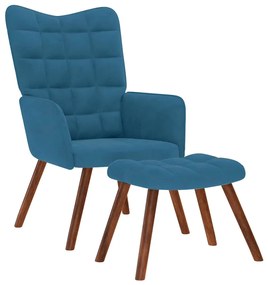 Cadeira de descanso com banco veludo azul