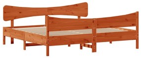 Cama sem colchão 200x200 cm pinho maciço castanho-mel