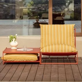 Conjunto De Jardim Com Poltrona E Mesa Auxiliar Conversível Amaro Amarelo Mel - Vermelho Argila - Sklum