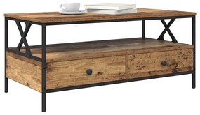 Mesa de centro com gaveta com prateleira Madeira antiga 100 x 51 x 45