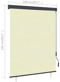 Estore de rolo para exterior 140x250 cm creme