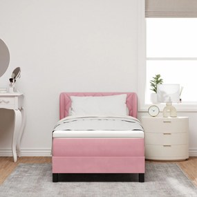 Cama Box com Colchão vidaXL Rosa 90x190 cm em Veludo