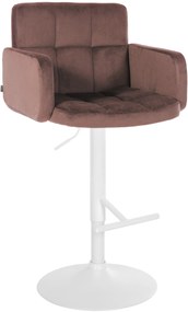 Banco de bar Los Angeles em veludo com estrutura branca 93-113 x 60 x 56 cm Castanho