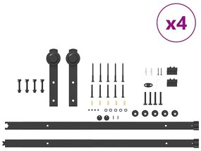 Kit de ferragens para porta deslizante 427 cm aço preto