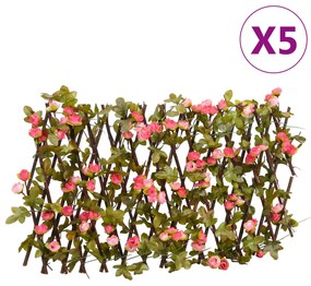 Treliça hera artificial extensível 5 pcs 180x20 cm rosa escuro