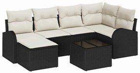 Conjunto de Sofá de Jardim de 6 Peças com Almofadas de Rattan Marrom