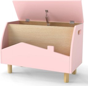 Estante de brinquedos 60 x 30 x 44 cm de madeira com baú para guardar brinquedos para crianças, estante infantil, Rosa