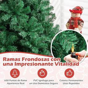 Árvore de Natal artificial clássica e realista de 180 cm em PVC de alta qualidade com base resistente Verde