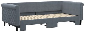 Sofá-cama com gavetão 90x200 cm veludo cinzento-escuro