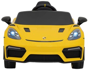 Carro elétrico para Crianças 12V Porsche Spyder RS 718, Rodas Espuma EVA, assento couro ecológico Carga até 30 kg Amarelo