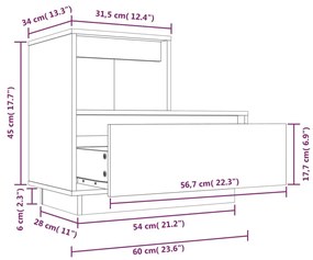 Mesa de Cabeceira Ruth em Madeira de Pinho - Branco - Design Rústico