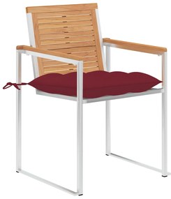 Cadeiras de jardim 8 pcs c/ almofadões madeira de teca maciça