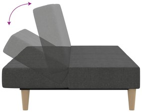 Sofá-cama de 2 lugares tecido cinzento-escuro