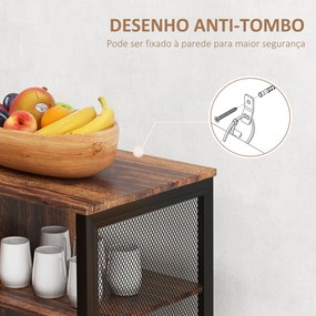 Aparador de Cozinha Industrial Móvel de Armazenamento de Garrafas com