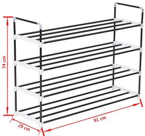Sapateira com 4 prateleiras metal e plástico preto