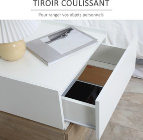 Mesa de cabeceira empilhável com 2 gavetas 50 x 40 x 47,5 cm branco e natural