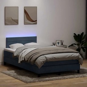 vidaXL Cama box spring c/ colchão e LED 120x220 cm veludo cinzento-escuro