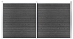 vidaXL Conjunto de painel de vedação WPC 353x186 cm preto