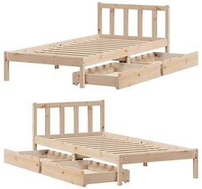 Cama sem colchão 90x190 cm madeira de pinho maciça