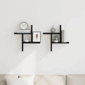 Prateleiras de parede 2 pcs derivados madeira carvalho preto