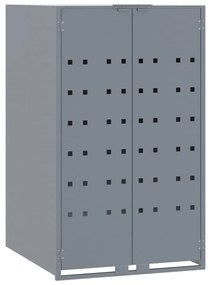 Abrigo para 3 caixotes do lixo 207x79x117 cm aço cinzento