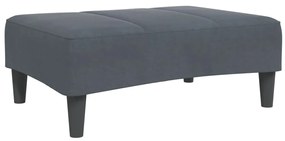 Sofá-cama 2 lugares c/ apoio de pés veludo cinzento-escuro