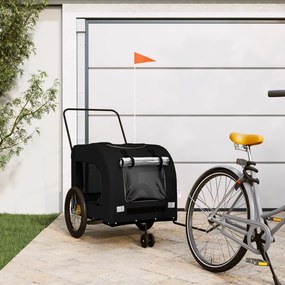 vidaXL Reboque bicicleta p/ animais tecido oxford/ferro preto