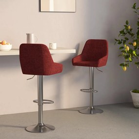 vidaXL Bancos de bar 2 pcs tecido vermelho tinto