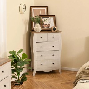 Cómoda 5 gavetas de tecido dobrável de quarto estilo campestre 67,5 x 38,5 x 97 Cinzento