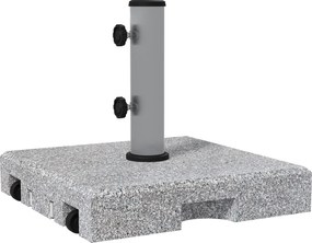 Base para guarda-sol (NÃO INLCLUIDO) em granito 41 C x 41 L x 37,5 A cm base de lastro com peso líquido de 28 kg em metal, com 2 rodas cinzento